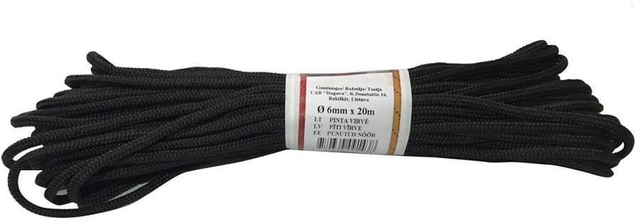 BRAIDED POLYAMIDE ROPE BLACK 6MM 20M