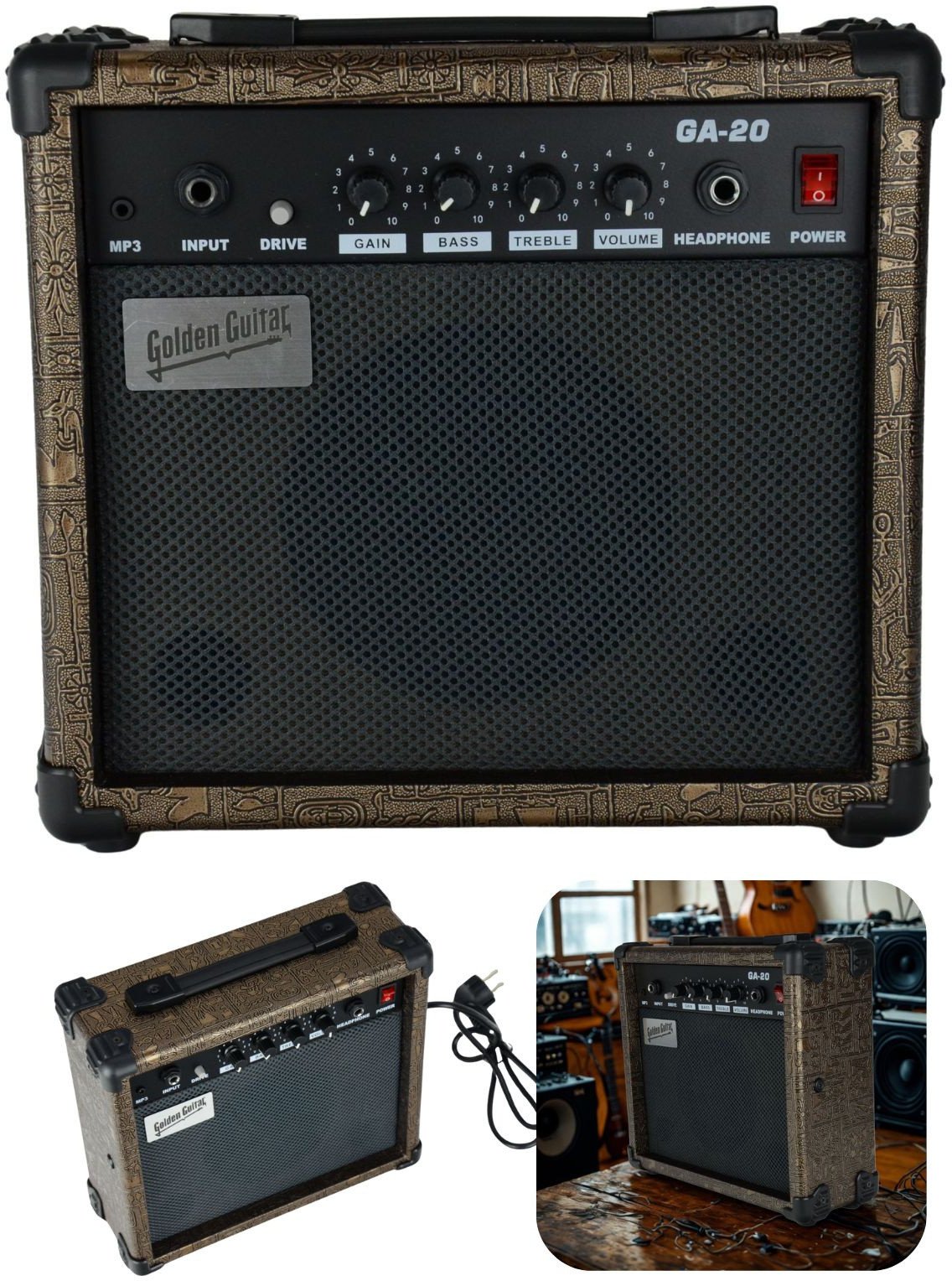 Wzmacniacz gitarowy GA-20 - złoty Golden Guitar one size