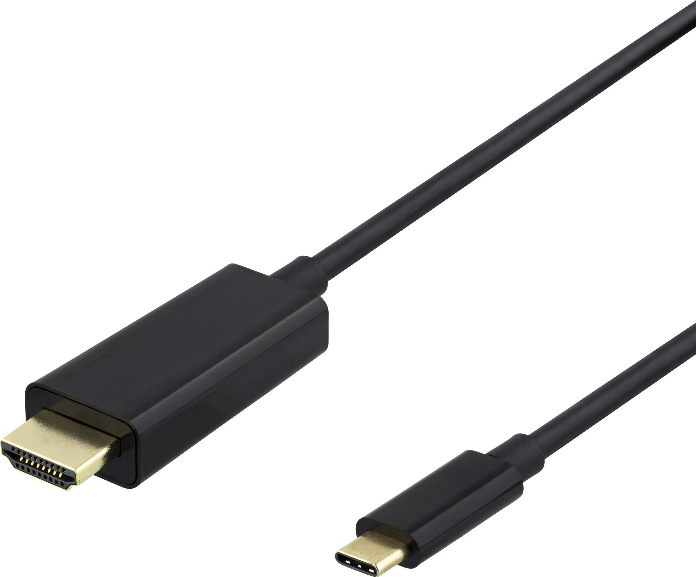 Kabel Deltaco USB-C - HDMI laidas DELTACO 4K UHD, paauksuotas, 0,5m, juodas / USBC-HDMI1005-K / 00140018