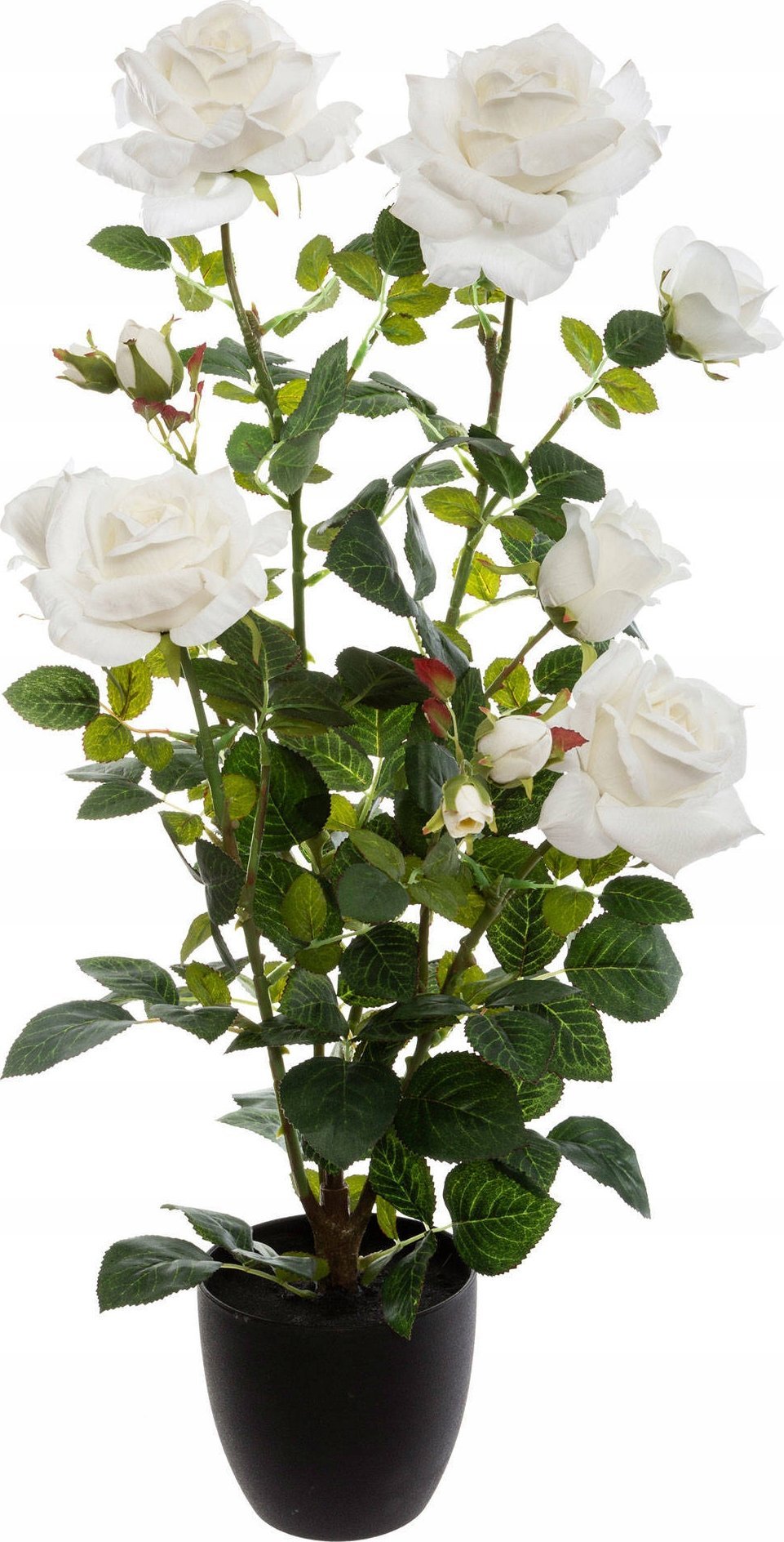 Atmosphera Sztuczna roślina w donicy KRZEW RÓŻY, 74 cm, biała