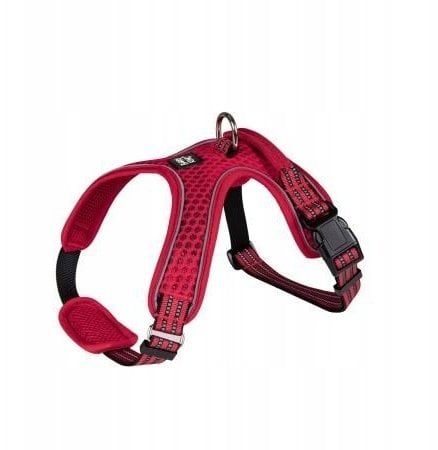 Barry King Szelki dla psa czerwone odblaskowe rozmiar XL podkładka pod szyję ob.szyi 66-92cm ob.klatki 74-121cm