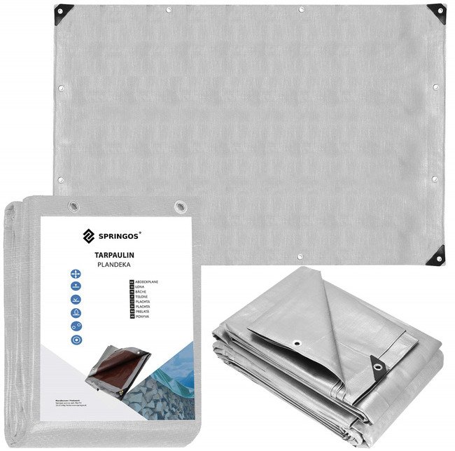 Plandeka 6x8 m 130g/m2 gruba płachta ochronna do ogrodu, na samochód szara UNIWERSALNY