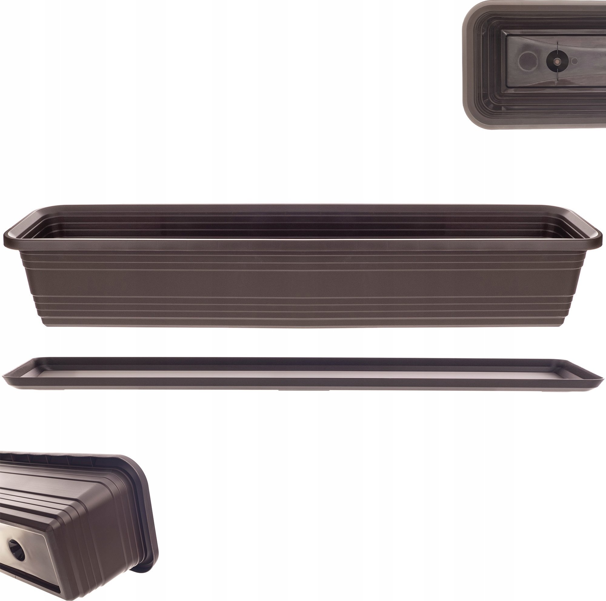 KADAX Doniczka Balkonowa Skrzynka Donica Na Kwiaty 80cm + Podstawka mokka