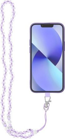 OEM Zawieszka CRYSTAL DIAMOND do telefonu / długość sznura 74cm (37cm w pętli) / na szyję - fioletowy
