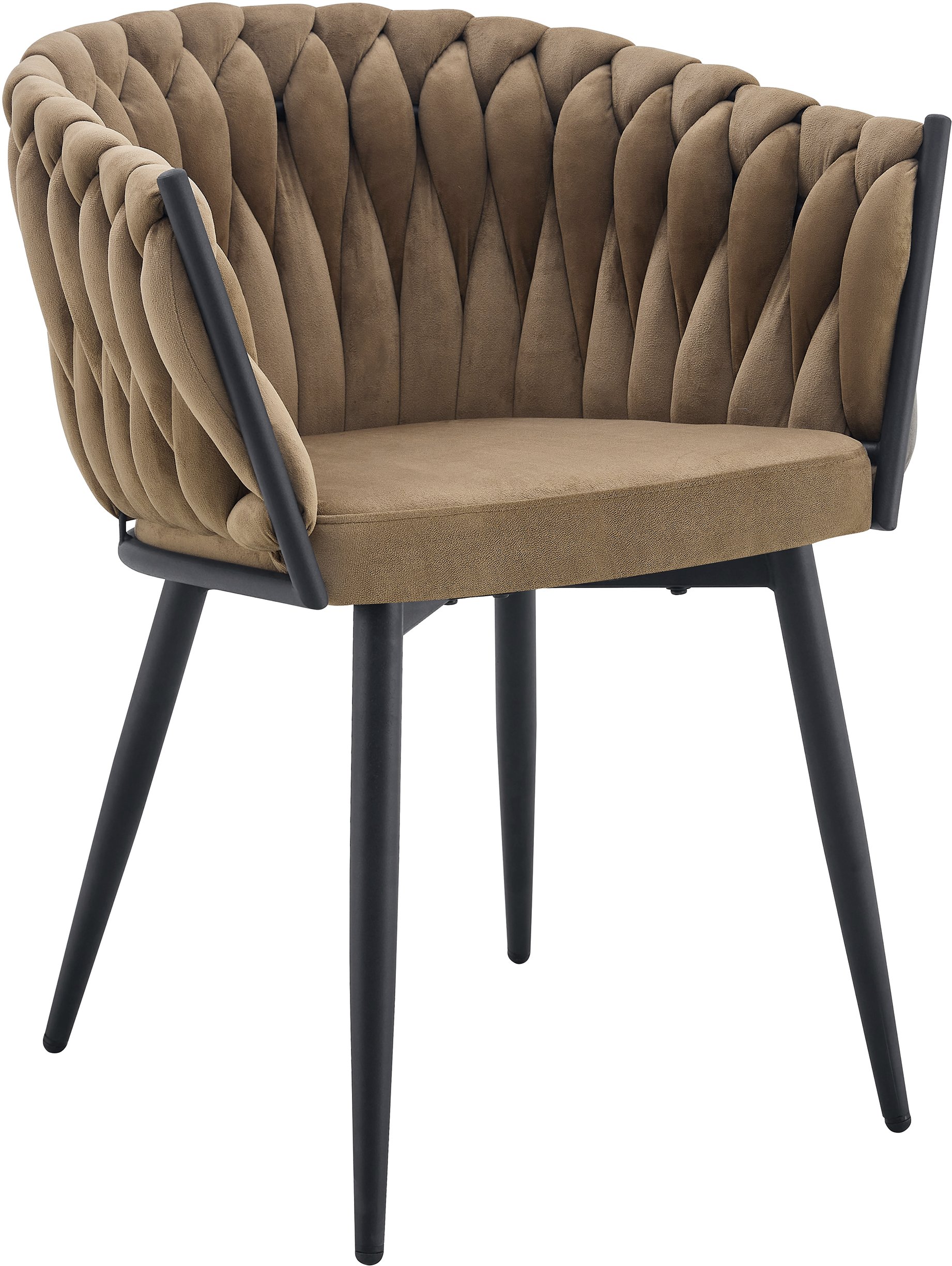 Krzesło tapicerowane welur Glam fotel salon stylowe brązowe nogi