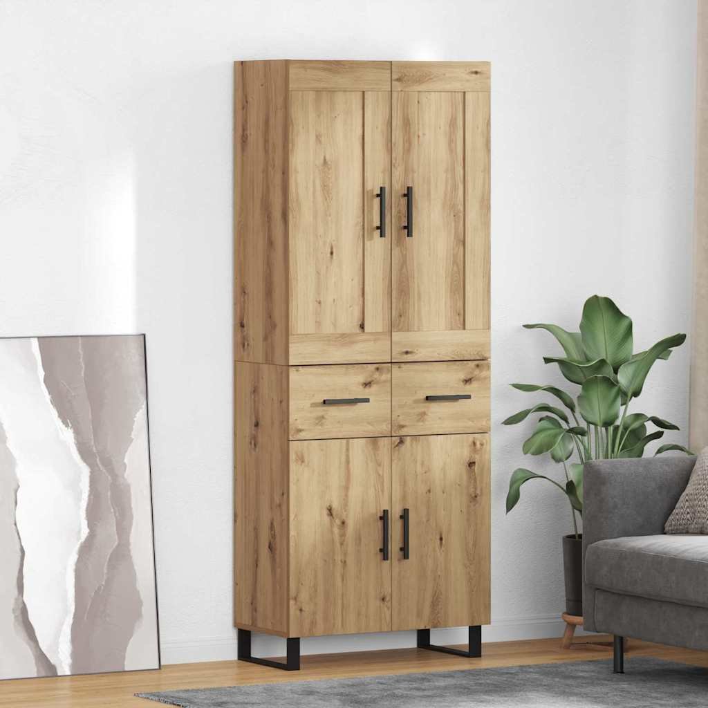 vidaXL Highboard 2 pcs Dąb rzemieślniczy, drewno inżynieryjne i szkło