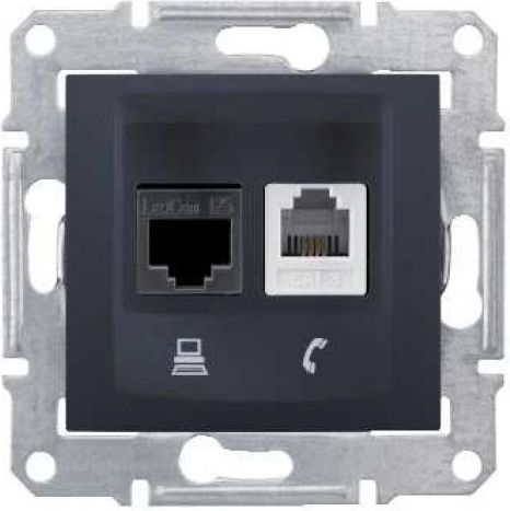 Schneider Electric SEDNA Gniazdo teleinformatyczne RJ11 RJ45 kat.5e UTP grafitowe (SDN5100170)
