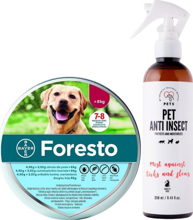 Bayer BAYER Foresto Obroża dla psów powyżej 8kg + PETS ANTI INSECT 250ml