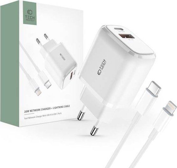 Ładowarka Tech-Protect 1x USB-A 1x USB-C 3 A (THP1535)