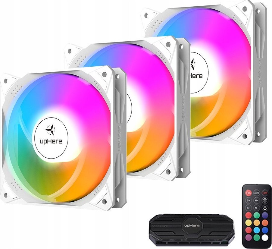 Wentylator upHere NK1206 ARGB Biały 4-pack + Hub + Pilot