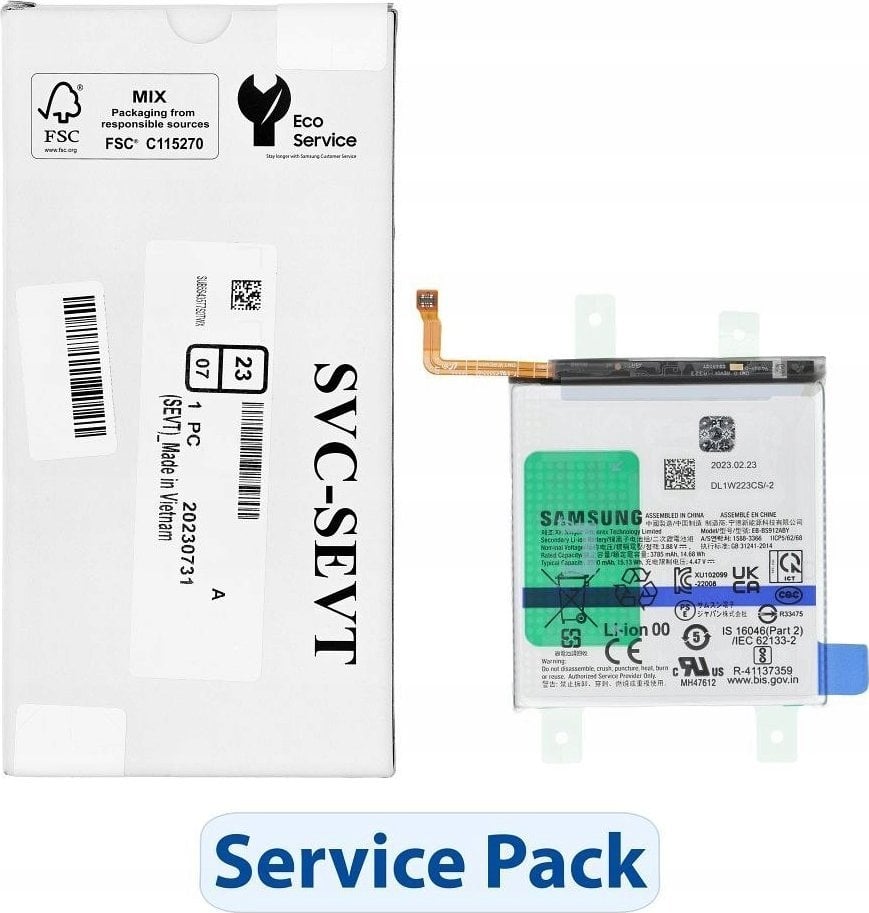 Bateria Samsung ServicePack Bateria EB-BS912ABY do SAMSUNG S23 S911B GH82-30483A