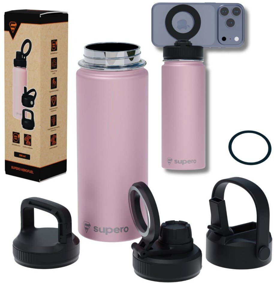SUPERO Butelka termiczna 500 ml, różowa