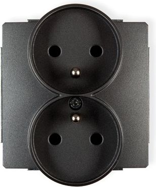 Karlik Deco gniazdko podtynkowe podwójne do ramki z uziemieniem grafitowe (11DGPR-2z)