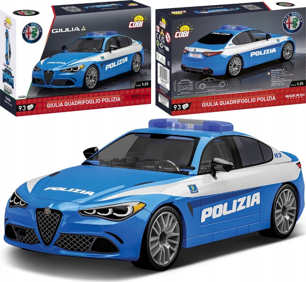 Cobi Klocki COBI 24606 Samochód ALFA ROMEO Giulia Quadrifoglio Polizia Policja