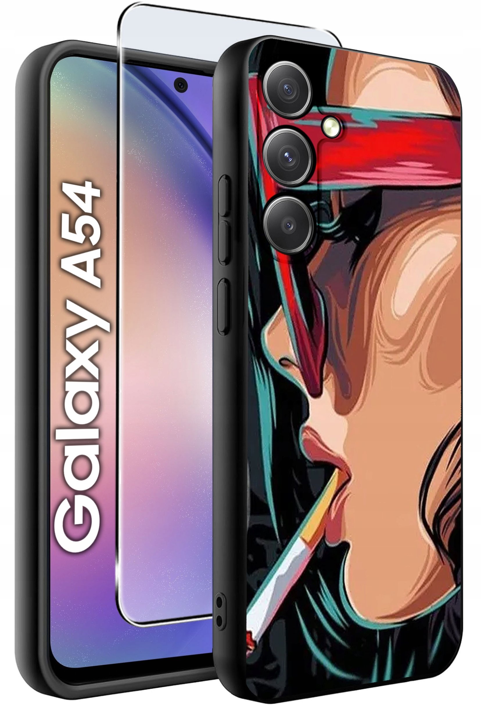 ETUI do Samsung A54 5G WZORY | SILIKONOWE MATT CASE + SZKŁO 9H