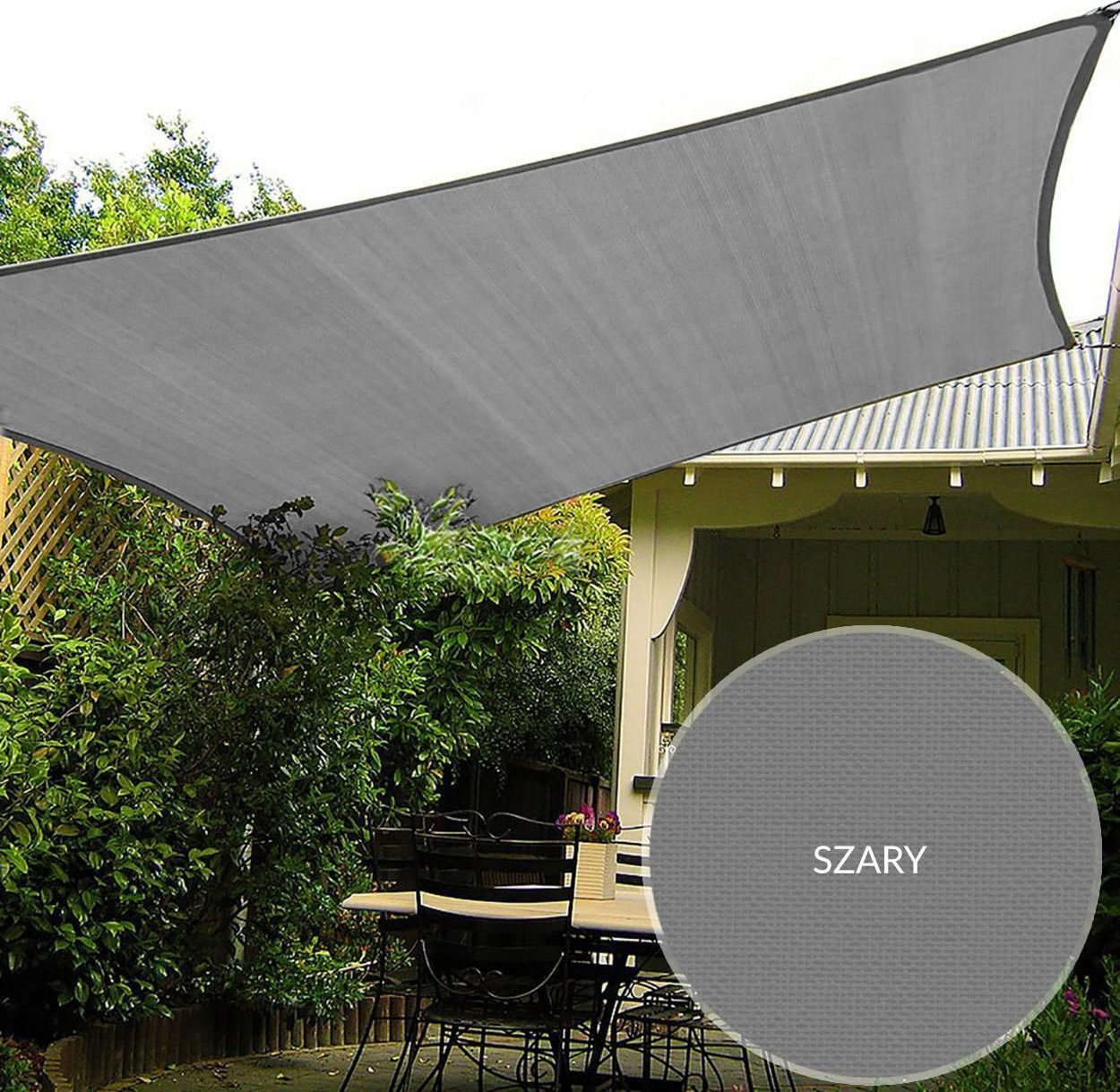 kontrast Żagiel przeciwsłoneczny prostokątny ogrodowy 4x3 m szary