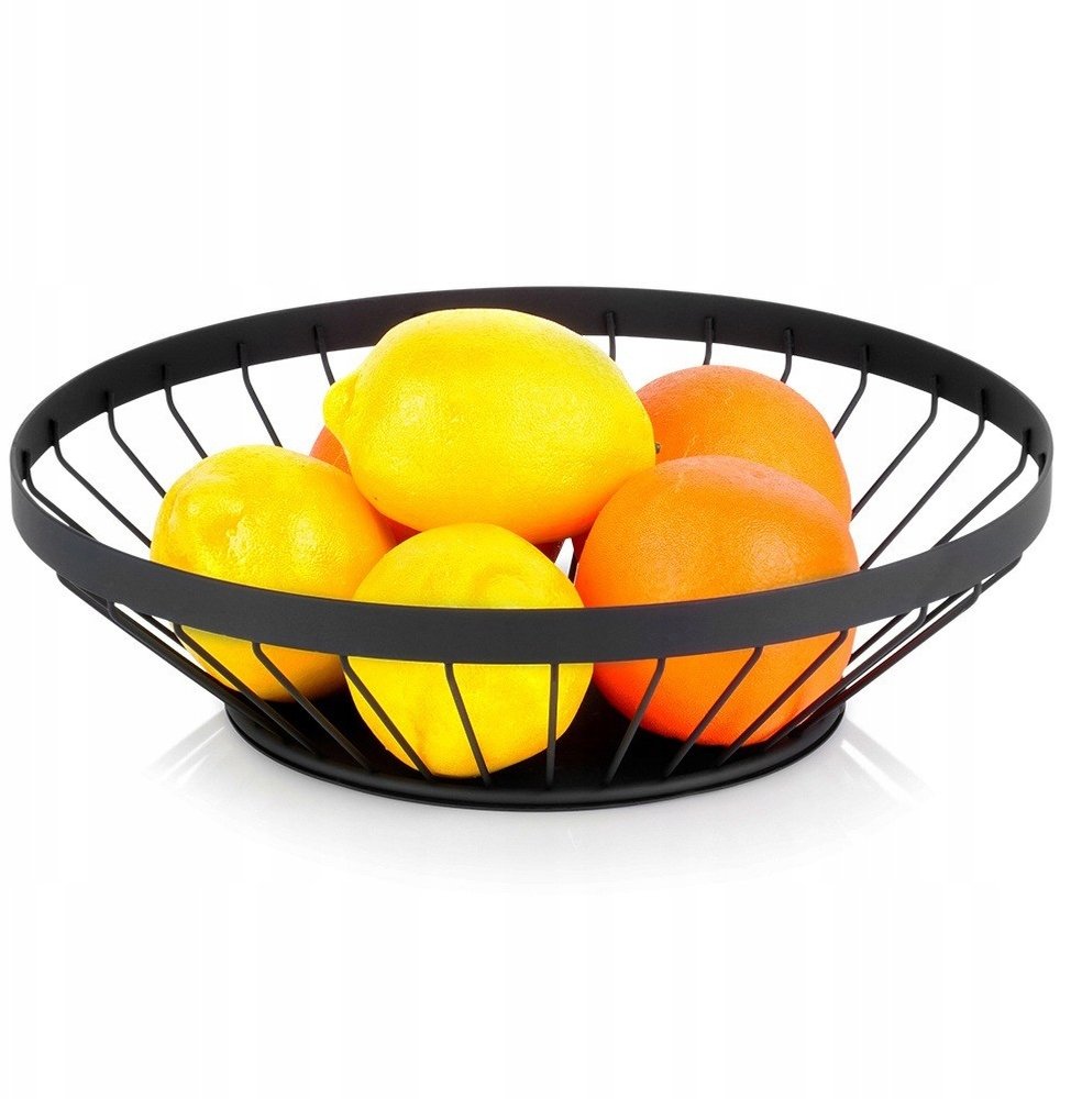 Koszyk na Owoce Warzywa Metalowy Czarny Ozdobny NAVA 28 cm