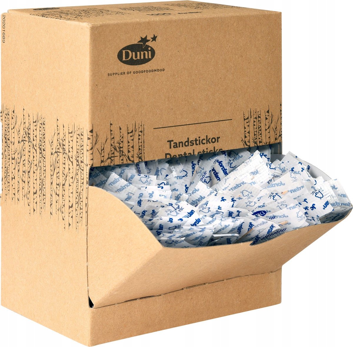 Tandstik Jordan Trekantet Enkeltpakket Træ i Klar/Hvid folie bionedbrydelig,1000 Stk/pk