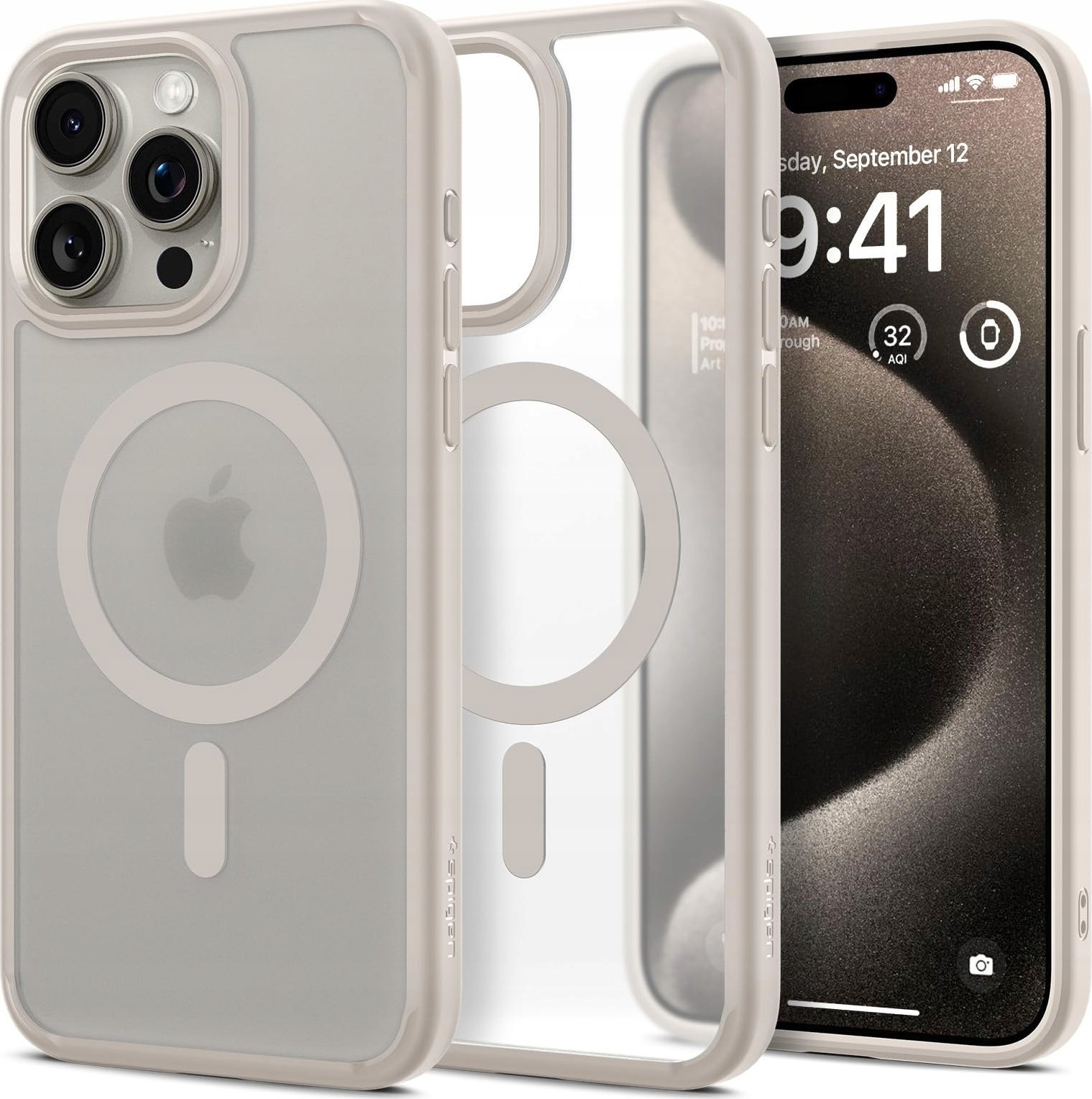 Spigen SPIGEN ULTRA HYBRID MAG MAGSAFE IPHONE 15 PRO MAX FROST NATURAL TITANIUM