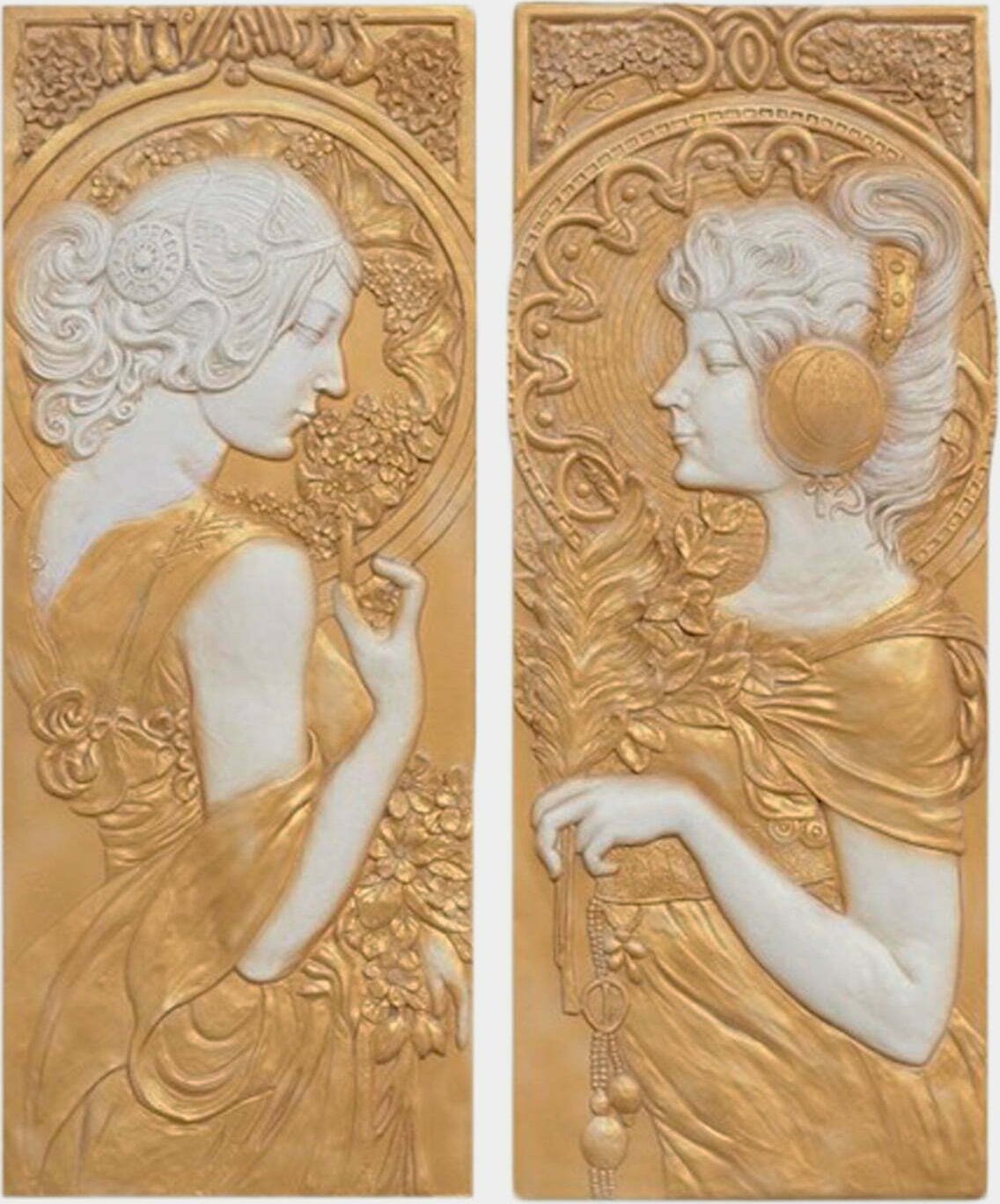 rzezbyzbrazu Dekoracja Ścienna w Stylu Art Nouveau Zestaw 2 Paneli