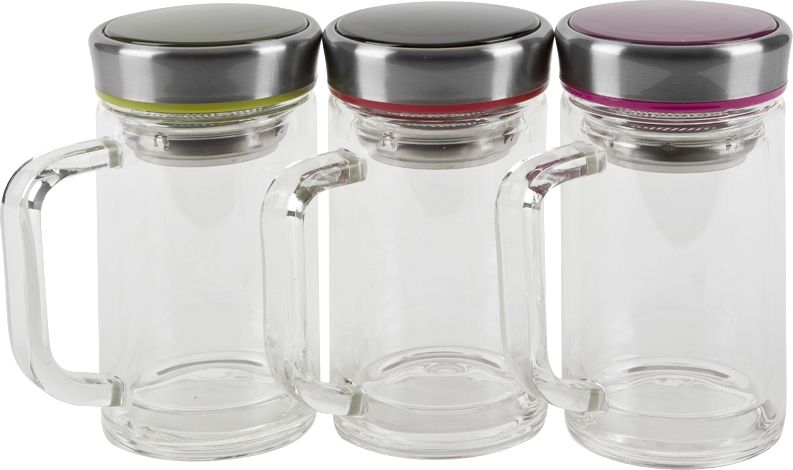 Witek Home Szklany kubek 360ml z nakrętką