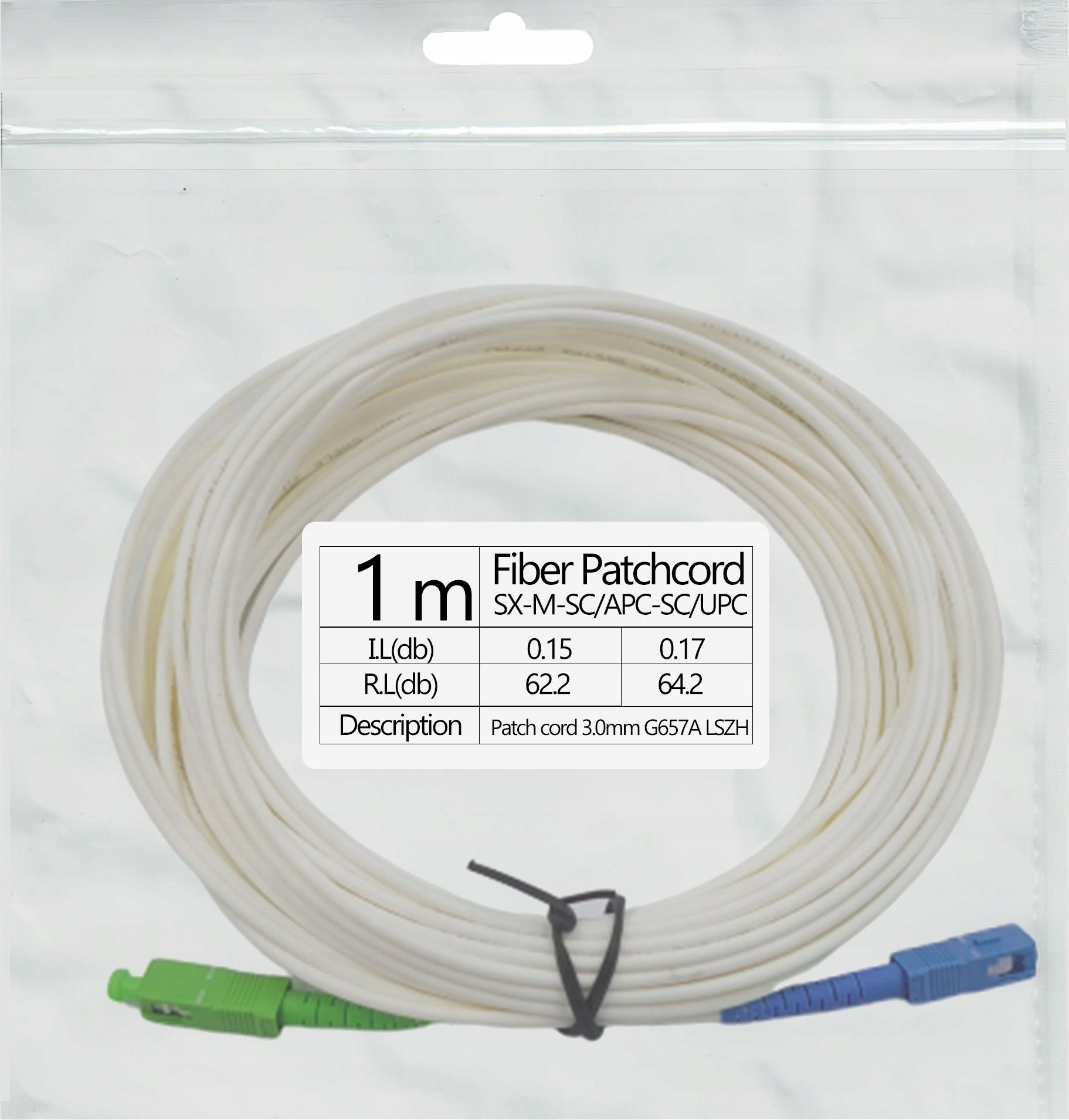 Patchcord światłowód kabel SC/APC-SC/UPC 1m simple