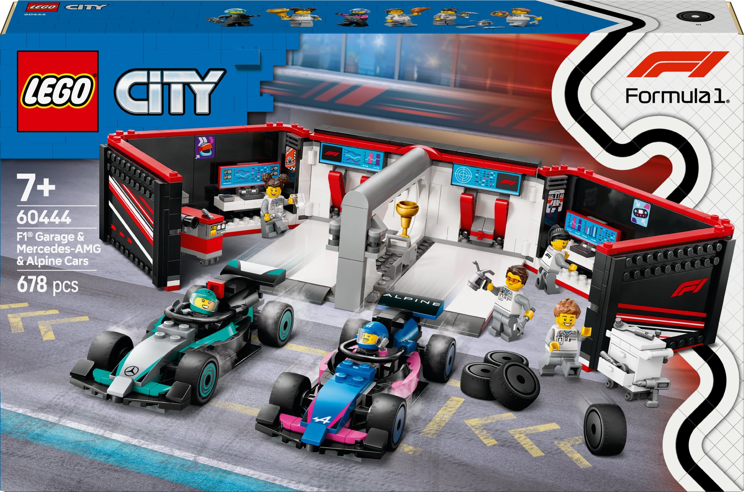 City F1® Garaż i bolidy Mercedes-AMG i Alpine (60444)