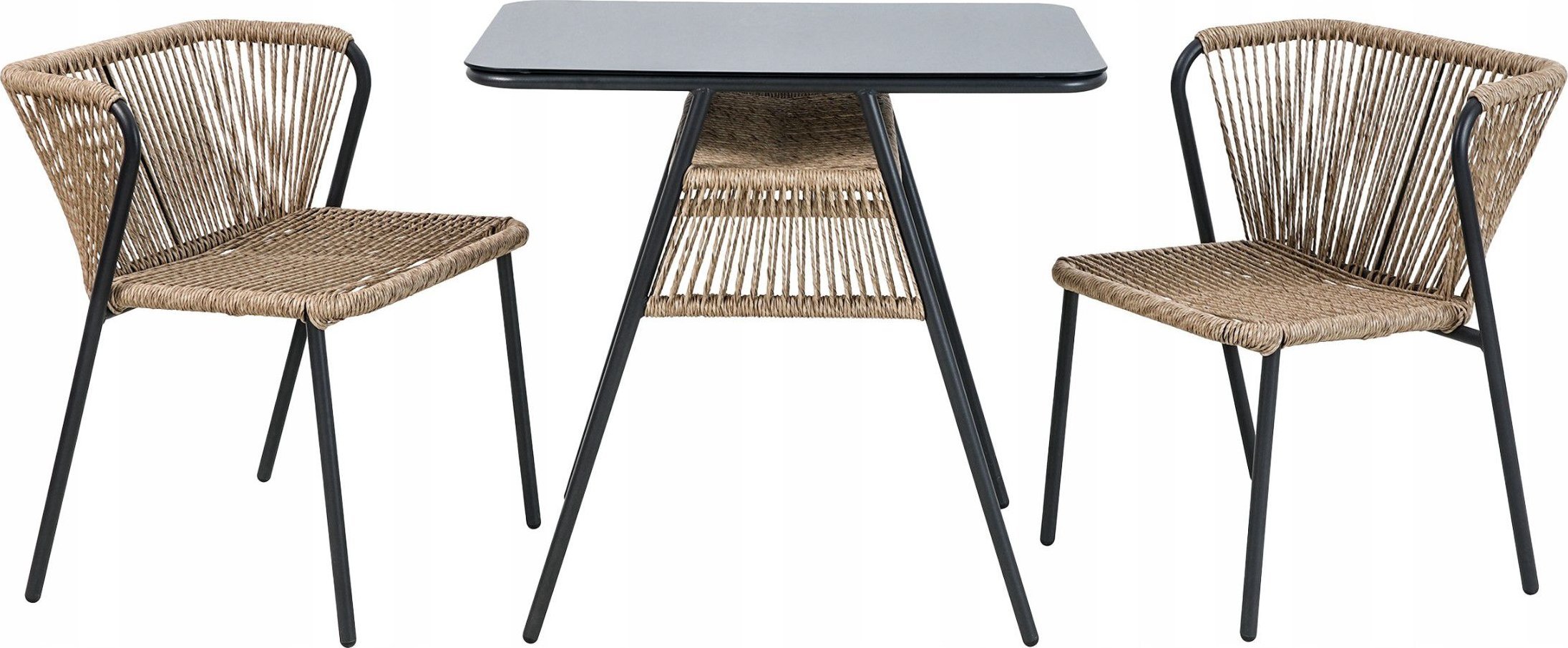 kontrast Zestaw mebli ogrodowych 3 części taras balkon technorattan ROMA 2os. czarny