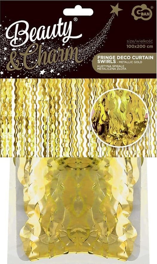 GoDan Kurtyna Spirale metaliczna złota 100x200cm
