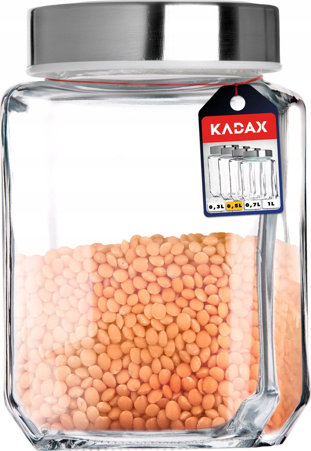 Kadax Pojemnik Na Żywność Szklany Z Pokrywką 500ml Biały