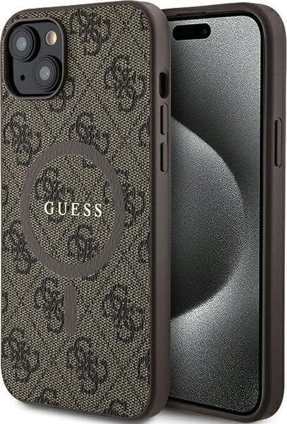 Guess GUHMP15SG4GFRW iPhone 15 / 14 / 13 6.1" brązowy/brown hardcase 4G Collection Leather Metal Logo MagSafe
