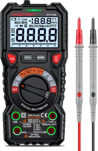 Habotest Tester ciągłości napięcia RMS NCV (multimetr ręczny)