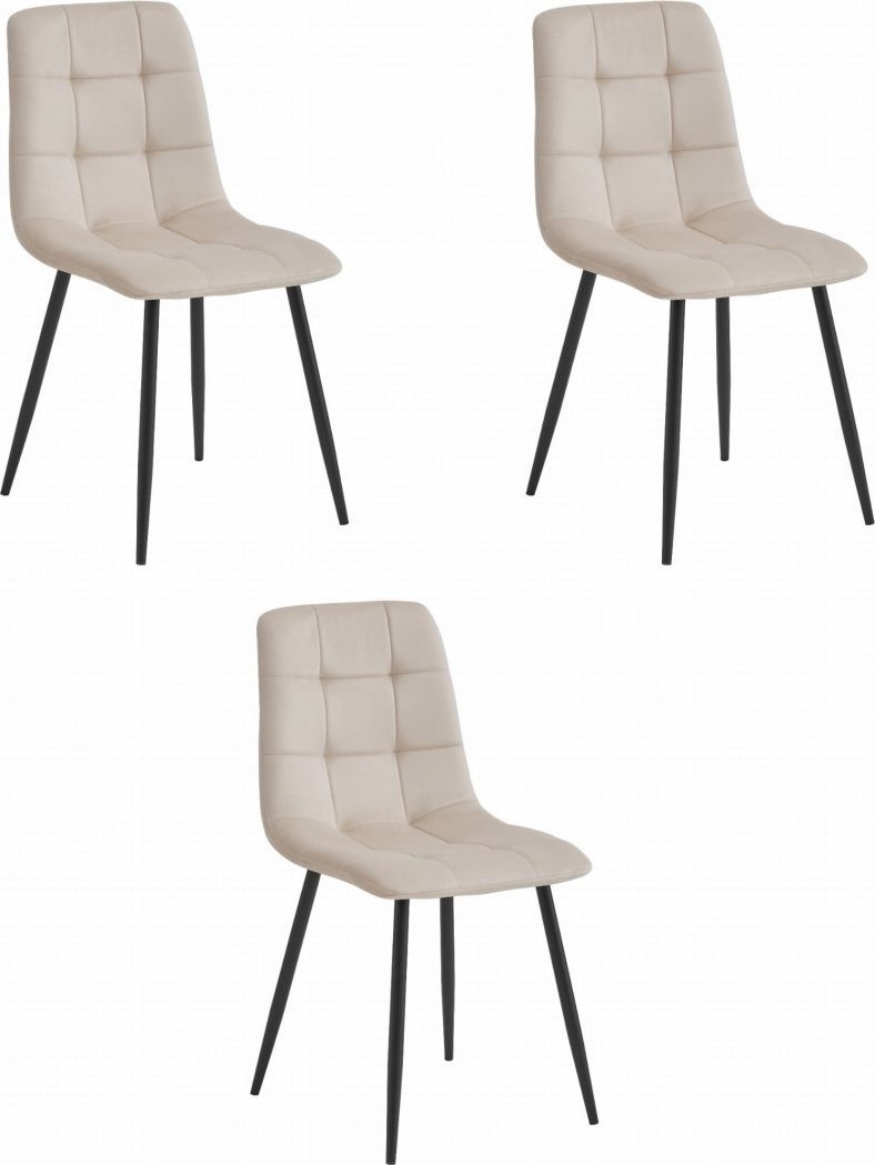 Leobert Krzesło KARA - beż aksamit / nogi czarne x 3