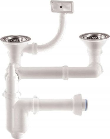 Syfon AKCES 19042 SYFON ZLEW. 1,5 LUB 2-KOM. BUTELKOWY 2-POZIOM. SITKO 3.5 TRZPIEŃ STAL. KOREK CEDZAK PP PRZELEW WERTYKAL. HORYZONTAL. FI 40 // SZT.A.