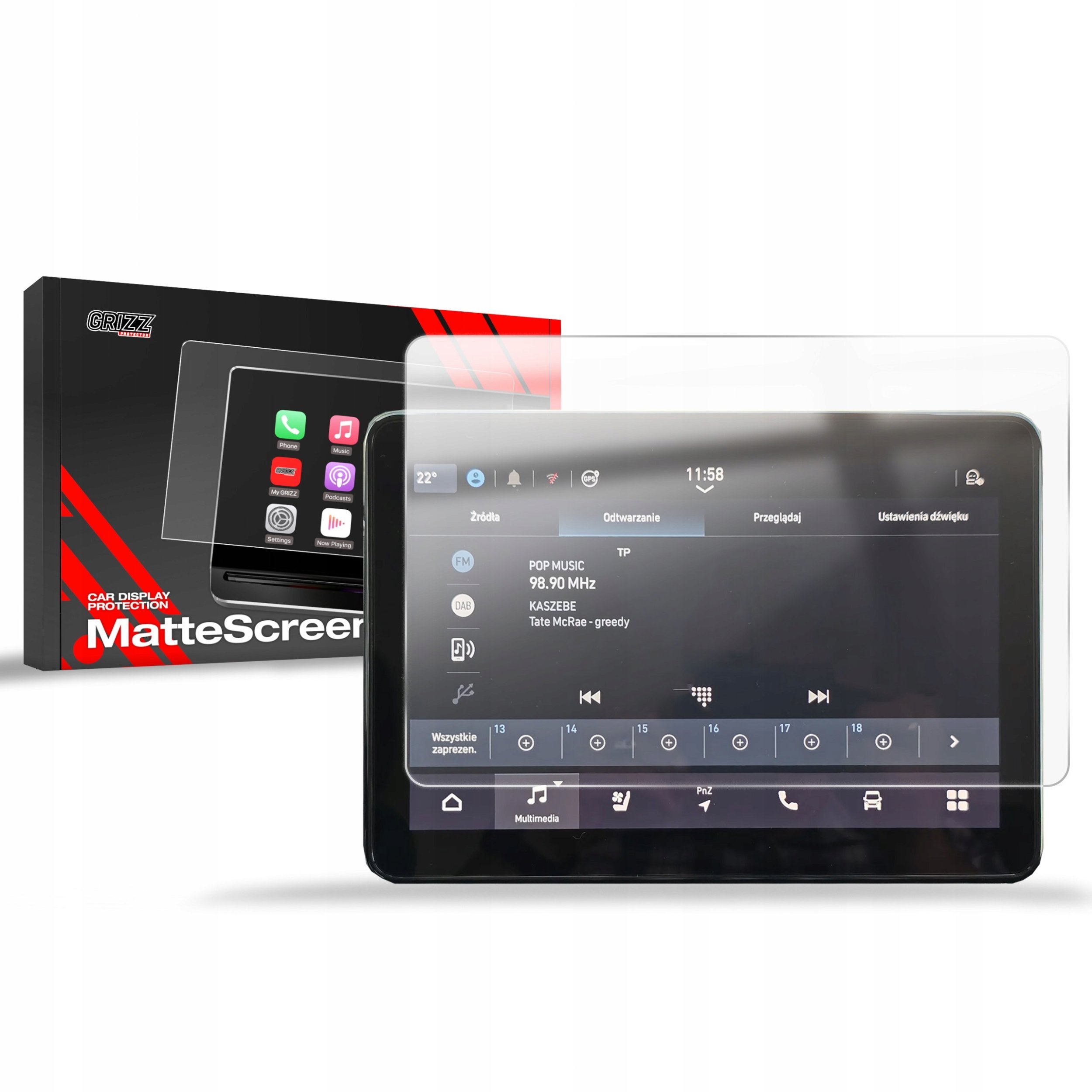 Folia matowa GrizzGlass CarDisplay Protection do Peugeot E-Boxer 10" 2024