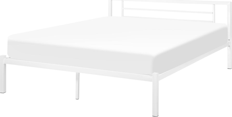 Beliani Łóżko metalowe 180 x 200 cm białe CUSSET
