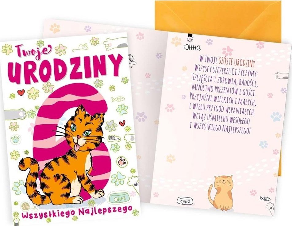 KUKARTKA Karnet B6 Urodziny 6 kotek