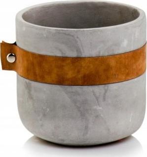 Polnix Doniczka betonowa szara wzór pasek 13 cm