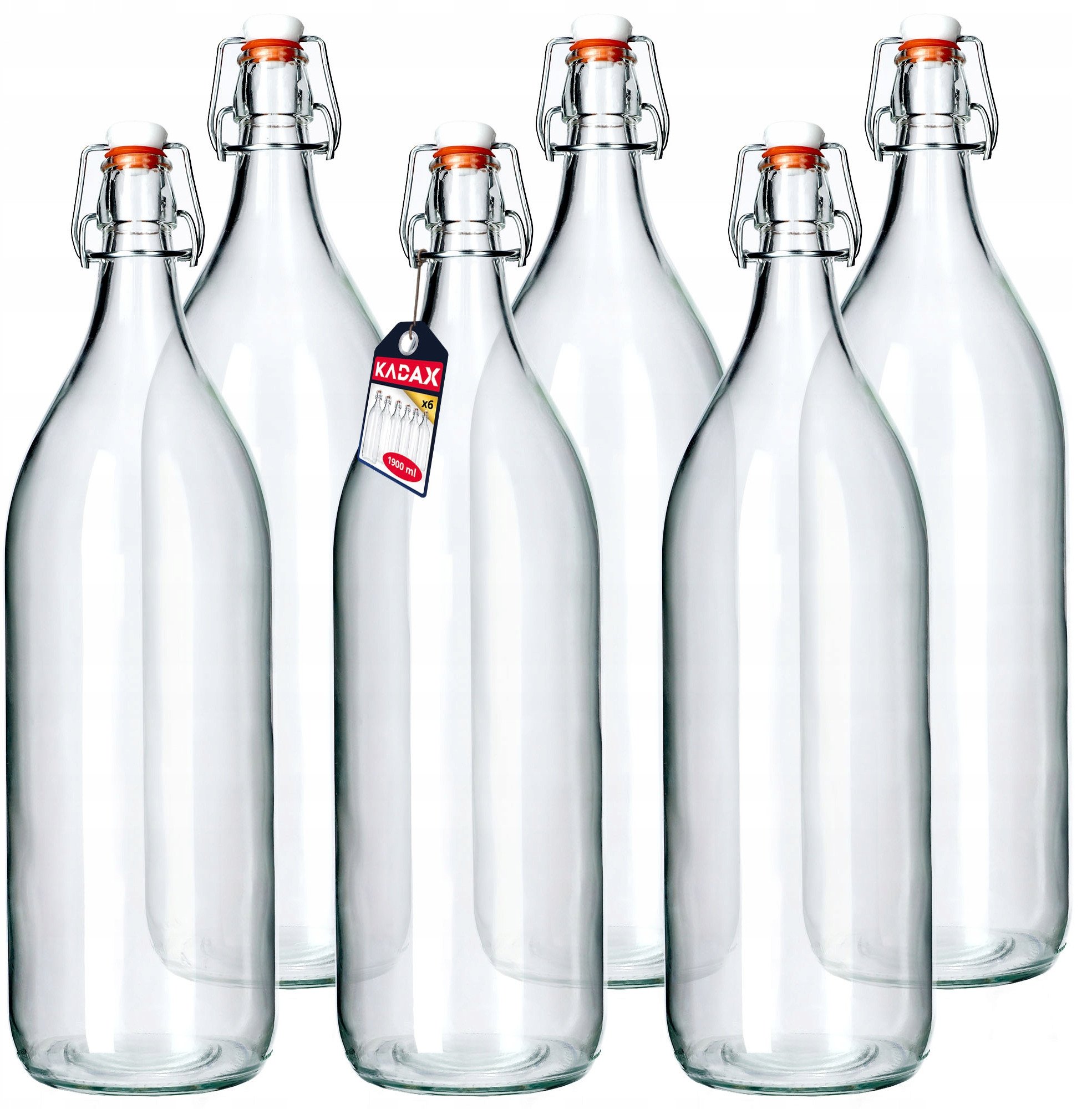 KADAX Butelka Szklana 2L Na Nalewkę Sok Wino Korek 6szt