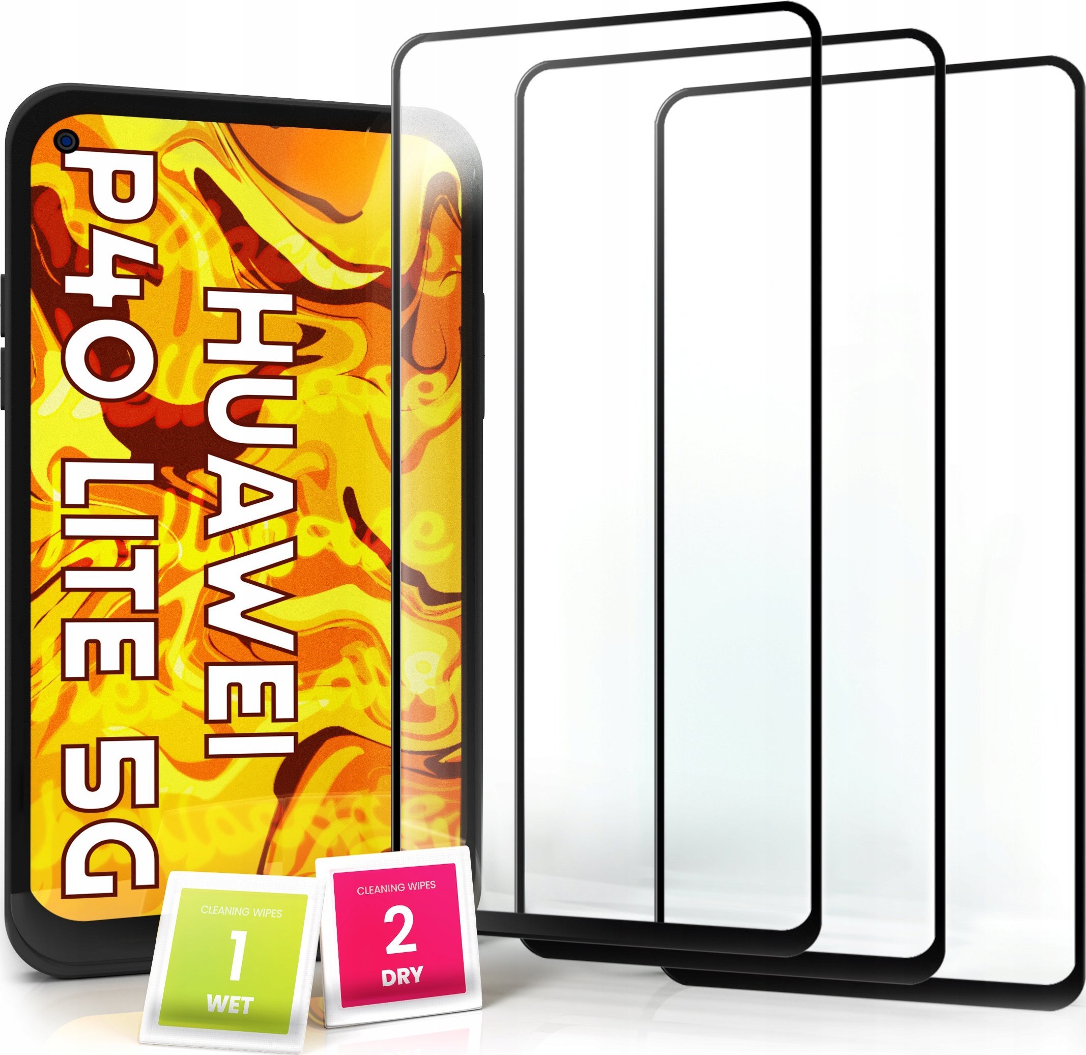 Hello Case 3-pak SZKŁO HARTOWANE DO Huawei P40 Lite 5G na cały ekran 9H ochronne 5D