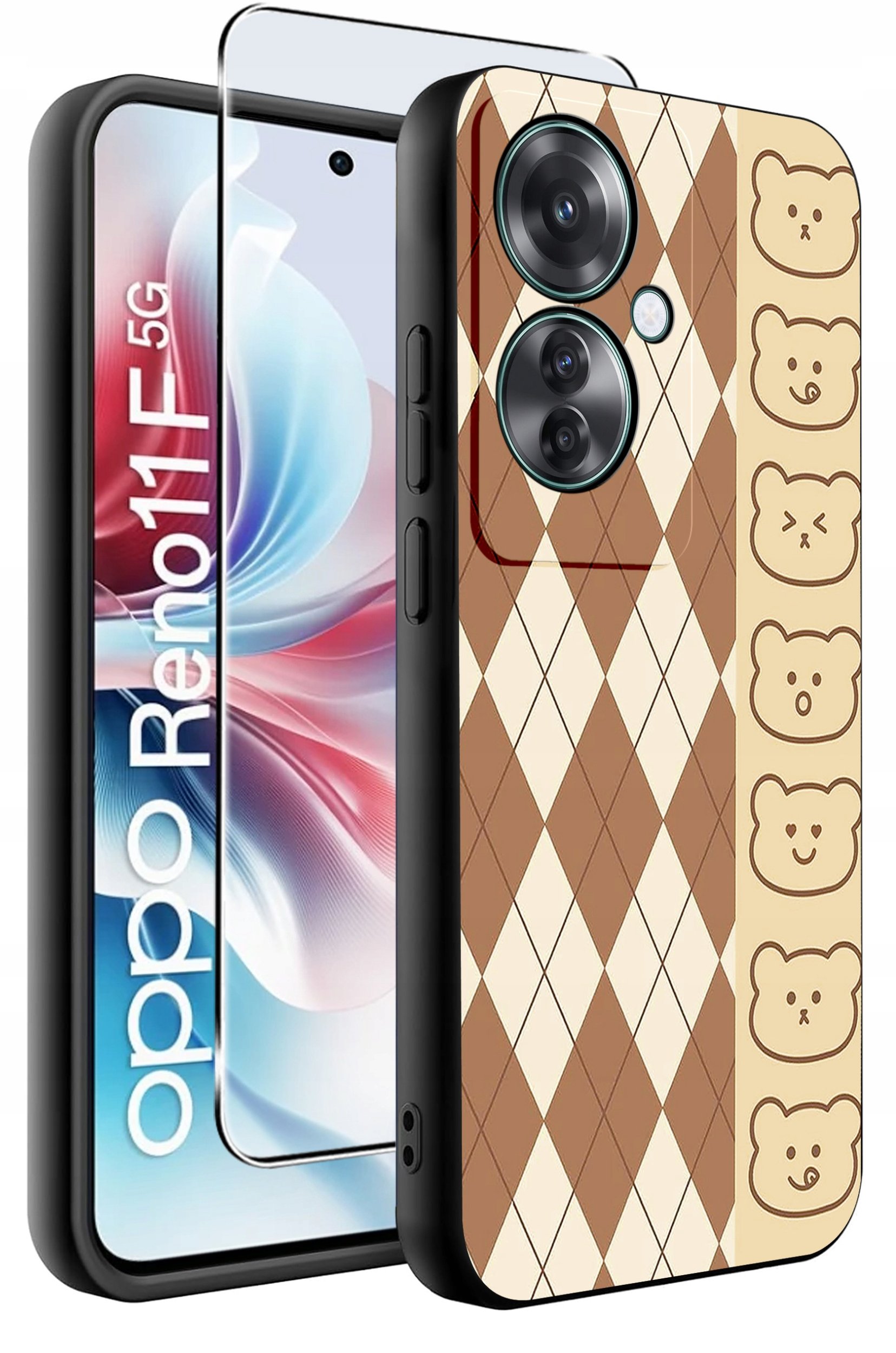 ETUI do Oppo Reno11 F 5G WZORY | SILIKONOWE MATT CASE + SZKŁO HARTOWANE 9H