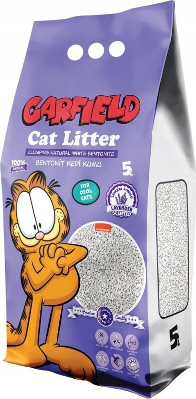 Żwirek dla kota Garfield Garfield, żwirek bentonit dla kota, lawendowy 5L