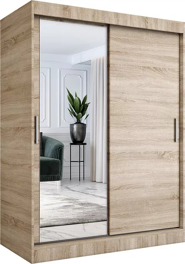 Elior Szafa przesuwna dąb sonoma z lustrem 150 cm - Lenora 4X