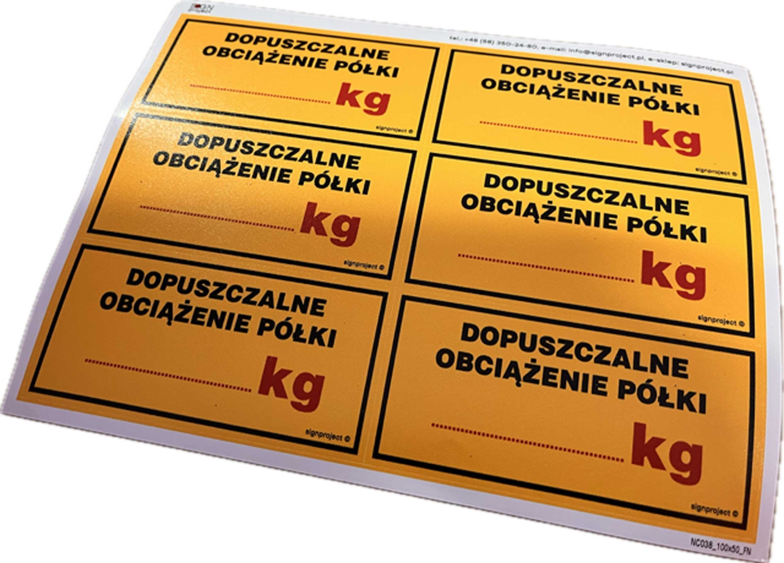 Mój dom Dopuszczalne Obciążenie Półki Kg Arkusz 6 Naklejek Libres Polska Sp Sgp-Nc038_100X50_Fn 5904937405721