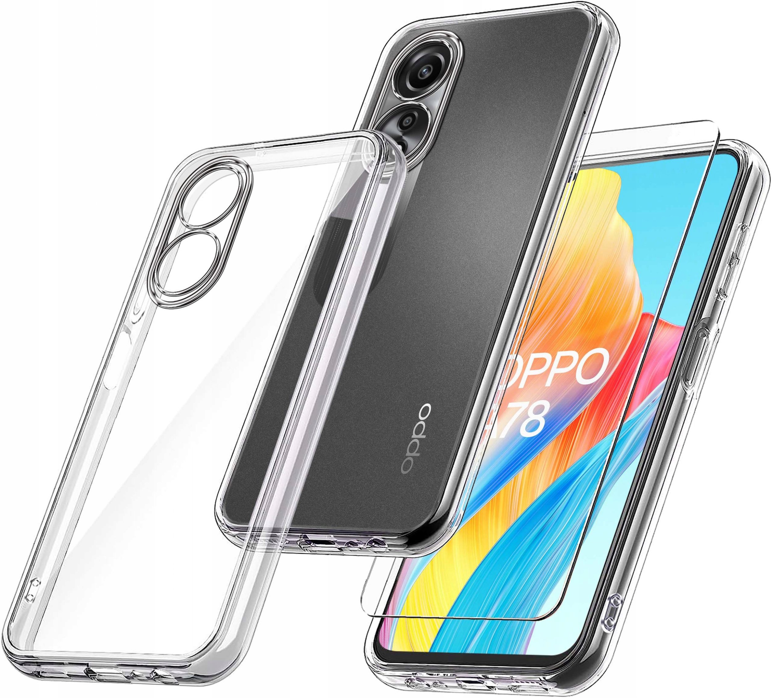 Etui do Oppo A78 4G WZMACNIANE 360 CLEAR + Szkło 9H