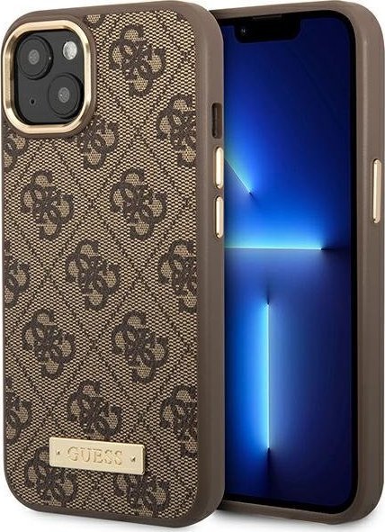 Guess GUHMP14MU4GPRW iPhone 14 Plus 6,7" brązowy/brown hard case 4G Logo Plate MagSafe NoSize