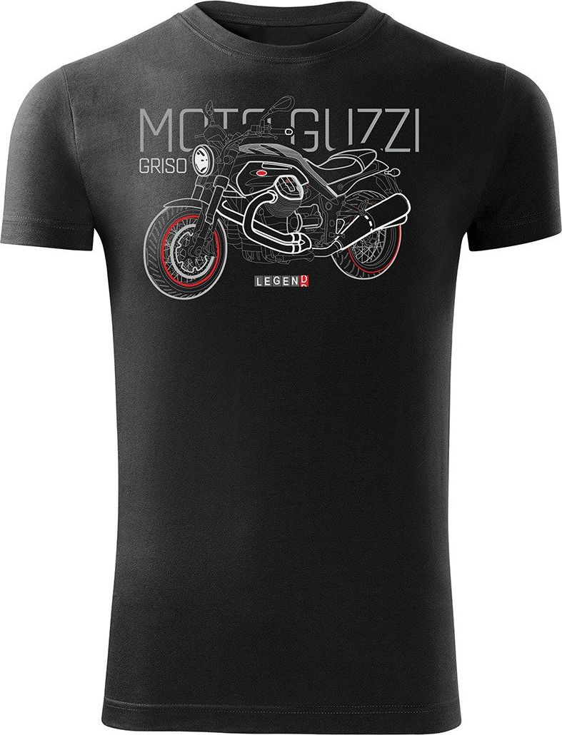 Topslang Koszulka motocyklowa z motocyklem Moto Guzzi Griso męska czarna SLIM L