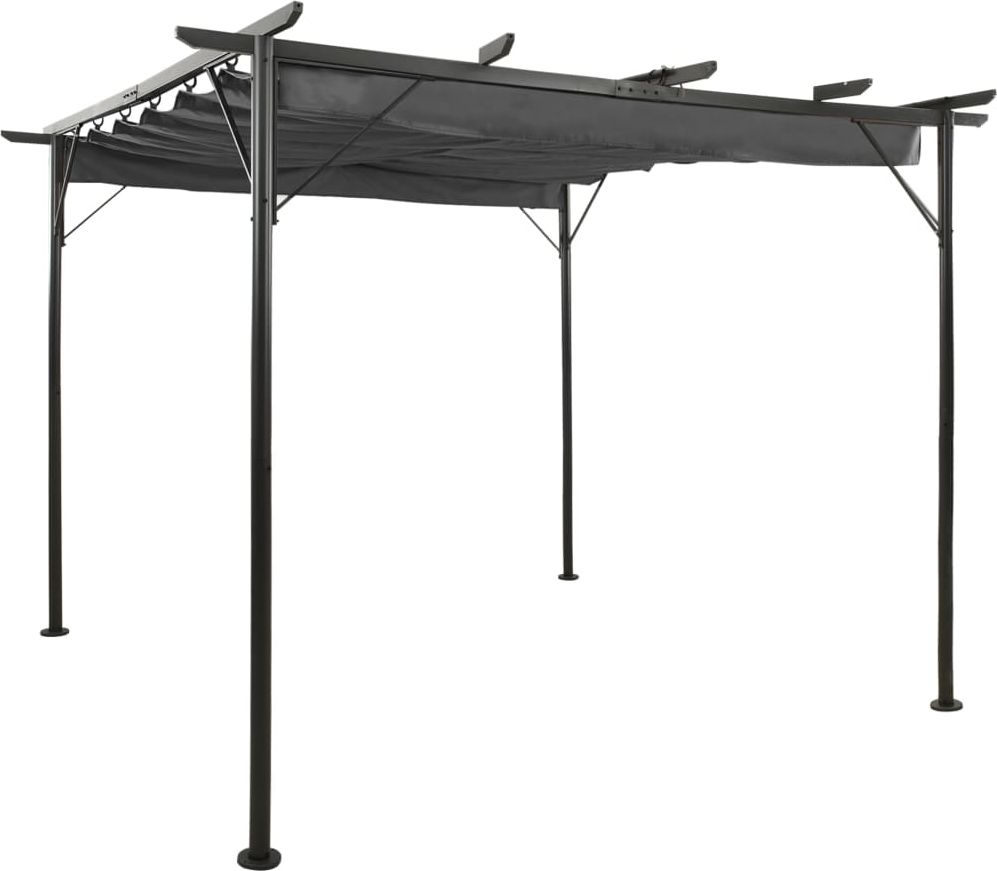 vidaXL Pergola ogrodowa ze zwijanym dachem, 3x3 m, antracyt, 180 g/m