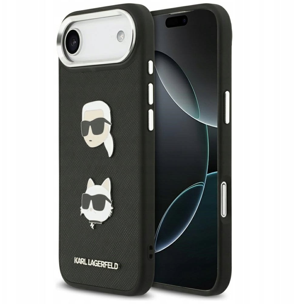 Karl Lagerfeld Etui FW Grained Karl & Choupette Heads Pins & Logo do Apple iPhone Air czarny