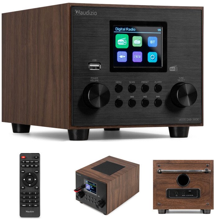 Radio Audizio Vieste DAB+ FM z subwooferem, ciemne drewno one size